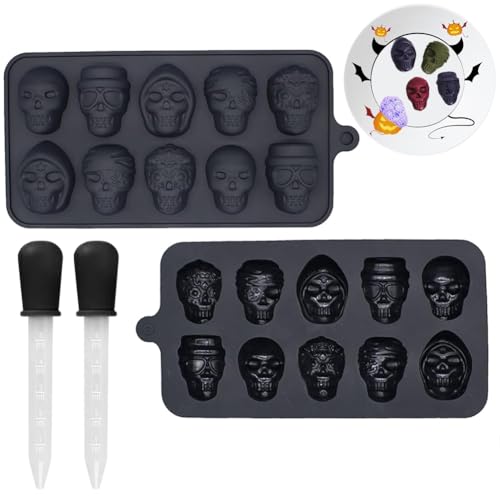 2 Stücke Halloween Silikonform, Totenkopf Schokoladenform Silikonform, Halloween Silikonform Pralinen, Halloween Backformen Bonbon Dessert von SORAYUXI