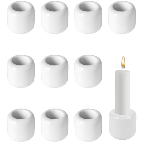 Keramik Kerzenhalter Set, 10 Stück Kerzenhalter Stabkerze Stabkerzenhalter Kerzenständer Weiß, Kerzenständer Stabkerzen Stabkerzen Halter Kerzentüllen für Kerzenbeleuchtung, Dekoration von SORAYUXI