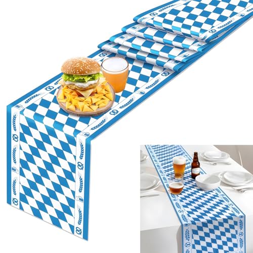 Oktoberfest Tischläufer Bayernraute Tischdekoration 275x35cm Bayerisch Blau Weiß Tischdecke für Oktoberfest drinnen und draußen Party Zubehör von SORAYUXI