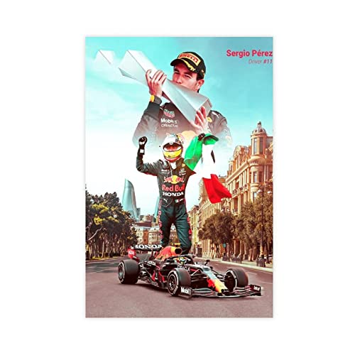 F1 Red Bull Racing Sergio Pérez Poster, Leinwand, Poster, Schlafzimmer, Dekoration, Sport, Landschaft, Büro, Raumdekoration, Geschenk, ungerahmt, 60 x 90 cm von SORECI