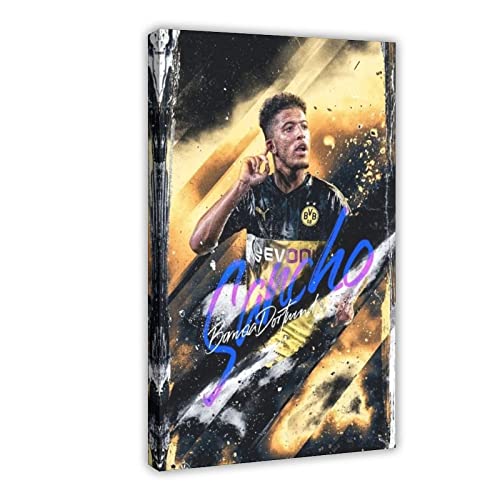 Jadon Sancho Fußballspieler Leinwandposter Schlafzimmer Dekor Sport Landschaft Büro Zimmer Dekor Geschenk Rahmenstil 30 x 45 cm von SORECI