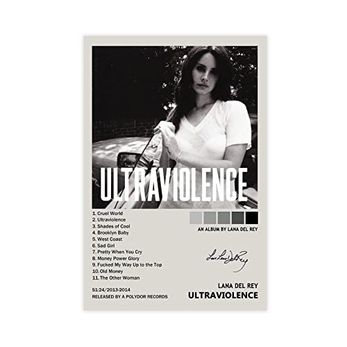 Lana Del Rey Ultraviolence Poster Album Cover Leinwand Poster Schlafzimmer Dekor Sport Landschaft Büro Zimmer Dekor Geschenk ungerahmt 50 x 75 cm von SORECI