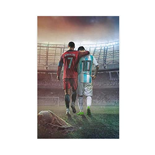 Lionel Messi Cristiano Ronaldo Fußball Super Star Leinwand Poster Schlafzimmer Dekor Sport Landschaft Büro Zimmer Dekor Geschenk Unrahmen-Stil 40 x 60 cm von SORECI