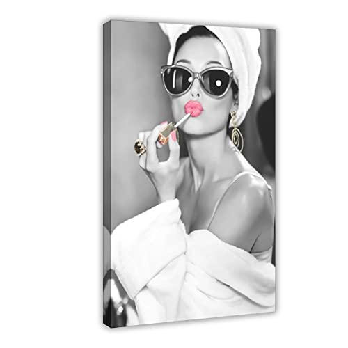 SORECI Audrey Hepburn Kunstposter auf Leinwand, Poster, Wandkunst, Dekor, Bild, Gemälde für Wohnzimmer, Schlafzimmer, Dekoration, Rahmenstil, 40 x 60 cm von SORECI