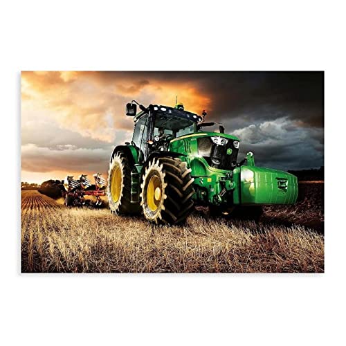 SORECI John Deere Traktor Retro Auto Poster Leinwand Poster Wandkunst Dekor Druck Bild Gemälde für Wohnzimmer Schlafzimmer Dekoration ungerahmt 30 x 45 cm von SORECI