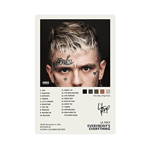 SORECI Lil Peep – Everybody's Everything Albumcover-Leinwandposter, Wandkunst, Dekordruck, Bild Gemälde für Wohnzimmer, Schlafzimmer, Dekoration, ungerahmt, 20 x 30 cm von SORECI