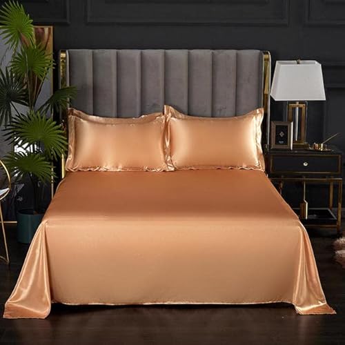 1 Stück Bettlaken, gelbe Farbe, einfarbig, Satin-Polyester-Bettlaken, Queen-Size-Einzelbettlaken von SOREZE