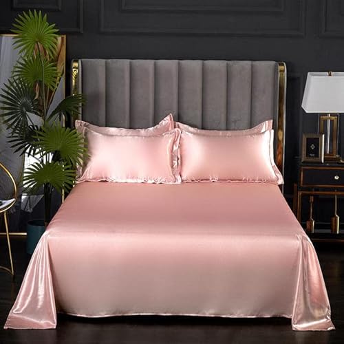 1 Stück Bettlaken, gelbe Farbe, einfarbig, Satin-Polyester-Bettlaken, Queen-Size-Einzelbettlaken von SOREZE