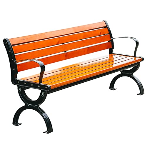 SORVA Gartenbank für den Außenbereich, aus Holz und Gusseisen, langlebige 2-Sitzer-Sitzgelegenheit, dekorative Möbel für Terrasse/Park/Balkon (Farbe: A-mit Rückenlehne, Größe: 120 cm) von SORVA