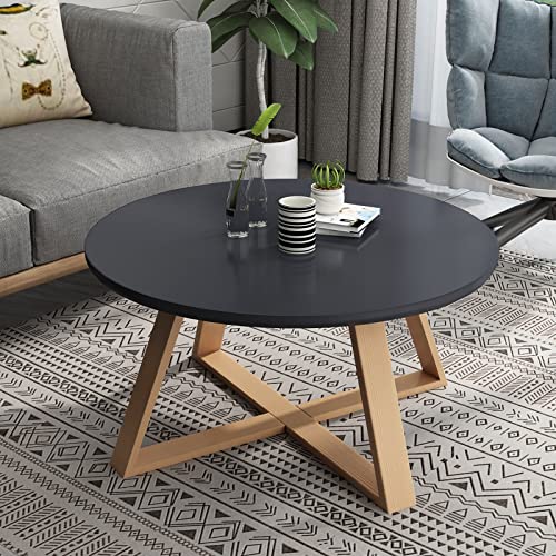 SORVA Runde Couchtische für Wohnzimmer, 2er-Set, Weiß und Grau, moderner und minimalistischer Beistelltisch mit verdickten Holzbeinen, robust und einfach zu montieren (Farbe: Schwarz, Größe: 60 x SORVA Runde Couchtische für Wohnzimmer, 2er-Set, Weiß und Grau, moderner und minimalistischer Beistelltisch mit verdickten Holzbeinen, robust und einfach zu montieren (Farbe: Schwarz, Größe: 60 x von SORVA