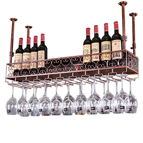 SORVA Weinregale aus Metall, Wandregal für Bar | Weinflaschenhalter, Wandmontage, höhenverstellbar | Weinglashalter mit abgehängter Decke | Stielglasständer von SORVA