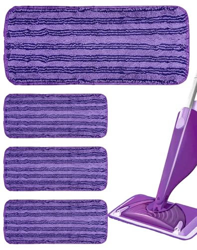 SOSALUK 4 Stück wiederverwendbare Wischtücher für Swiffer Wet Jet Wischmopp Ersatz Mikrofaser waschbar für Swiffer Nass-Jet Mopp-Spray von SOSALUK