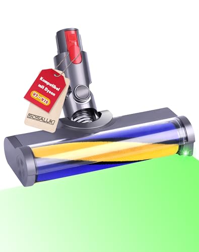 SOSALUK Bürste Kompatibel mit Dyson V7 V8 V10 V11 V15 Staubsaugerbürstenkopf, Ausgestattet mit Grüner LED-Beleuchtung und Softwalze, Geeignet für Hartböden und Holzböden SOSALUK Bürste Kompatibel mit Dyson V7 V8 V10 V11 V15 Staubsaugerbürstenkopf, Ausgestattet mit Grüner LED-Beleuchtung und Softwalze, Geeignet für Hartböden und Holzböden von SOSALUK