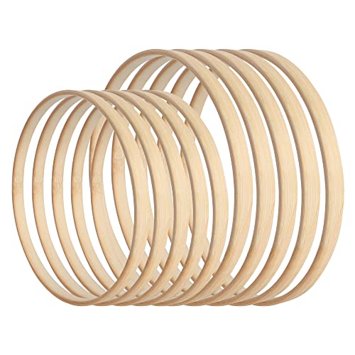 SOSMAR 10 Stück 2 Größen Holzringe zum Basteln - 25cm & 30cm Bambus Holz Ringe Hoops Set für Makramee/Traumfänger/Blumenkranz Türkranz/Wandbehang Fensterdeko DIY Set von SOSMAR