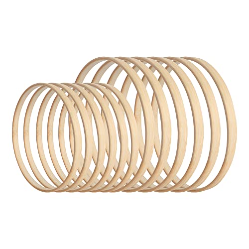 SOSMAR 12 Stück 15cm & 20cm Holzringe zum Basteln - Bambus Holz Ringe Hoops Set für Makramee Traumfänger / Blumenkranz Türkranz / Wandbehang Fensterdeko DIY von SOSMAR