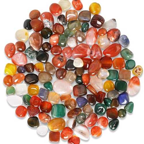 SOSMAR - 150g Buntes Edelsteine Trommelsteine Set - Natur Achat Kristall Halbedelsteine Kieselsteine für Aquarium Blumentopf Schatzsuche Schmuckherstellung Deko Steine von SOSMAR