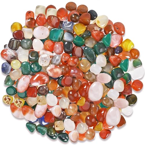 SOSMAR - 300g Buntes Edelsteine Trommelsteine Set - Natur Achat Kristall Halbedelsteine Kieselsteine für Aquarium Blumentopf Schatzsuche Schmuckherstellung Deko Steine von SOSMAR