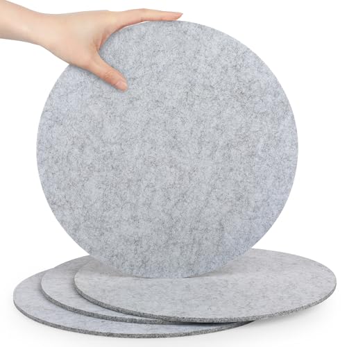 SOSMAR 4 Stück Groß Filzuntersetzer Filzunterlage für Töpfe, Gläser, Teller und Pfannen- Rund Ø 30cm x 5mm Untersetzer Filz Tischschoner Tischuntersetzer Platzset (Hellgrau) von SOSMAR