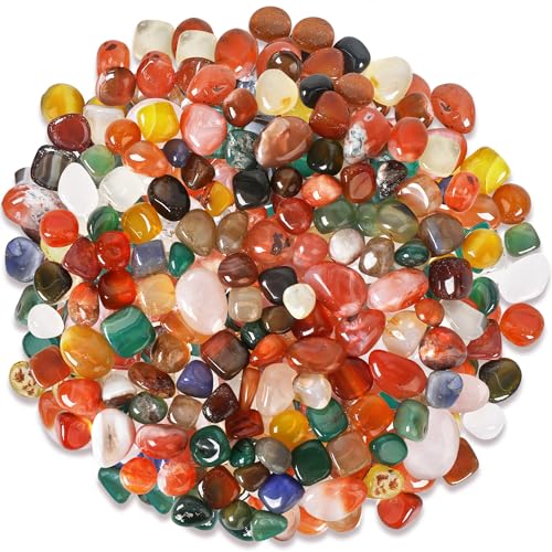 SOSMAR - 500g Buntes Edelsteine Trommelsteine Set - Natur Achat Kristall Halbedelsteine Kieselsteine für Aquarium Blumentopf Schatzsuche Schmuckherstellung Deko Steine von SOSMAR