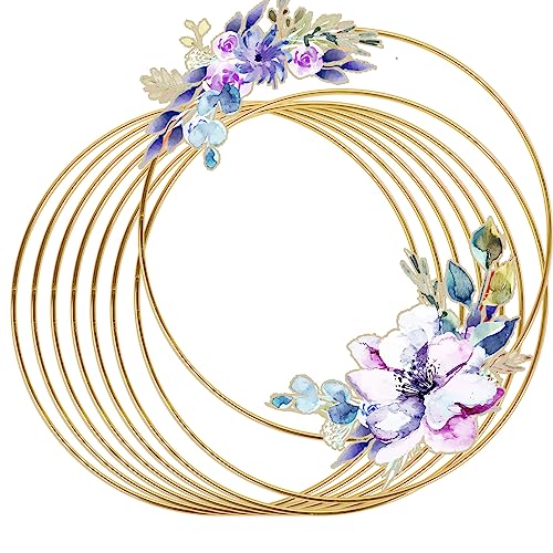 SOSMAR 8 Stück 25cm Metall Ringe basteln Gold - Deko Ringe, Makramee Ringe, Traumfänger Ringe, Kranz Ringe, Wandbehänge Deko, Hochzeitskränze, Blumen Reifen etc von SOSMAR
