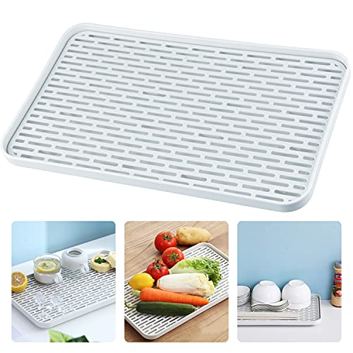 SOSMAR Abtropfmatte Abtropfgestell mit Auffangschale - Groß Abtropfbrett 39 x 22,5cm - multifunktionales Drain Board für Geschirr, Tassen, Obst, Tee und Baduntensilien usw. (Kunststoff) von SOSMAR