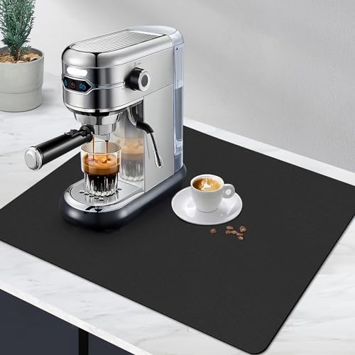 SOSMAR Abtropfmatte Geschirr, Kaffeemaschine Matte Unterlage (50 x 40cm, Schwarz) Saugstarke Trockenmatte Abdeckmatte für Küche, Spüle und Bad, rutschfest & Schnelltrocknend von SOSMAR