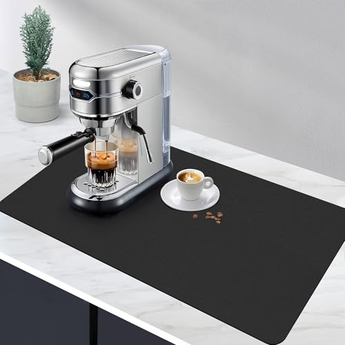 SOSMAR Abtropfmatte Geschirr Kaffeemaschine Unterlage (60 x 30cm, Schwarz), Saugfähige Spül Abtropfmatte/ Trocknungsmatte/ Dish Drying Mat/ Rutschfeste Matte für Küche, Spüle und Bad von SOSMAR