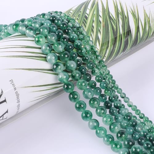 SOSMAR ca. 120 Stück Grüner Chalcedon Perlen Edelsteine Halbedelsteine Rund Ø 6mm Steinperlen Lose Perlen für Armbänder Halsketten Schmuck Basteln Auffädeln von SOSMAR