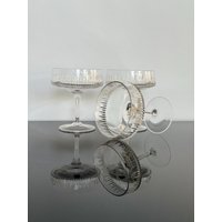 3 Pcs Set/Champagner Coupe Glas/ Glas Art Déco Stil Handgeschliffen Riffle Design Bleikristall 60S Champagnerglas Geriffelt von SOSOSCHOEN