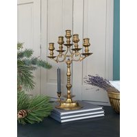 5-Armiger Kerzenständer/Tischleuchter Messing 60Er Jahre Mid Century Schwerer Massiver 2, 5 Kg von SOSOSCHOEN