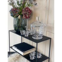 7 Pcs True Vintage Punch Bowl Glass Set/4480 Gramm Massives Glas Bowle & 4 Becher Bleikristall Tief Geschliffen Super Schön von SOSOSCHOEN