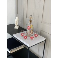 Ba-003/True Vintage Likör Set 4 Gläser + Dekanter Handbemalt Goldrand Retro Motiv Karaffe Golddekor Bar Zubehör Barwagen von SOSOSCHOEN