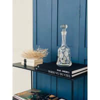 Geätzte Glaskaraffe/Likörflasche Whiskey Karaffe Dekanter Filigranes Blumenmotiv Blattmotiv 70 Barwagen Barcart von SOSOSCHOEN