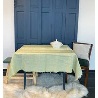 Grob Gewebte Tischdecke #009/Bedruckt/ Schweres Grobes Halbleinen Baumwolle Hohlsaum Elemente Retro Mid Century von SOSOSCHOEN