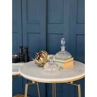 Set 2 Stück Geschliffene Bleikristall Behälter/Dose + Flasche Schwere Kristalldosen Vintage von SOSOSCHOEN