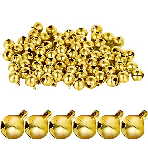 SOSPIRO 100 Stück Glöckchen Golden Schellen Glocken Mini-Glöckchen für Schmuck Basteln Geschenkverpackung Fest Dekoration, 8 mm von SOSPIRO