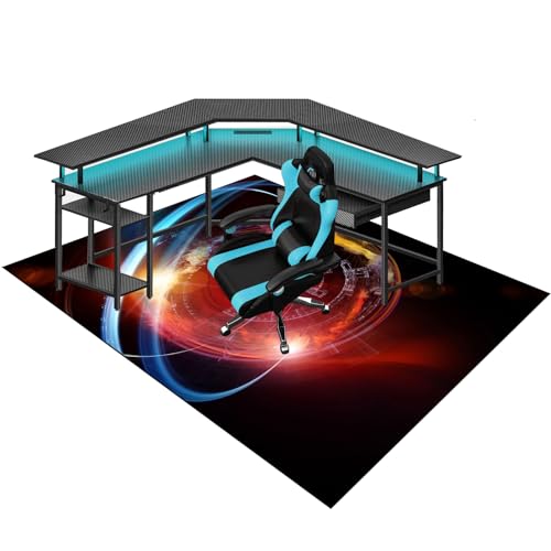 SOSTAG Bodenschutzmatte Gaming 120 x 140 cm Bürostuhl Stuhlmatten, Bürostuhlunterlage, Rutschfestes Kratzfest Computerstuhl Teppiche, Chair Mat für Parkett und Hartböden, Upgrade Version von SOSTAG