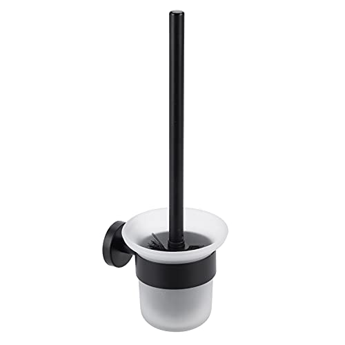 SOSmart24 JUST Black Klobürstenhalter ohne Bohren Edelstahl mit Becher aus Glas - Schwarz Matt - inklusive Klebeset - Klobürste Toilettenbürstenhalter Toilettenbürste Bürste Bürstengarnitur von SOSmart24
