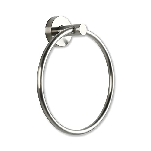 SOSmart24 JUST Silver Handtuchring ohne Bohren aus Edelstahl 18 cm - Silber Matt gebürstet - Nordic Minimalism - Handtuchhalter rund Bad WC Wand von SOSmart24