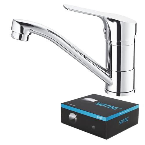 SOTBE Wasserhahn Bad - Drehbare Waschtischarmatur mit Waschbeckenstöpsel - Niederdruck Waschbecken Armaturen - Armatur Badezimmer - MESSING - Niedriger Wasserverbrauch - Silber (SOTBE GAULA) von SOTBE