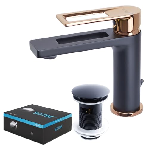 SOTBE Wasserhahn Bad mit Ablauf für das Badezimmer - Waschtischarmatur - MESSING - Hochwertiges, funktionales Waschbecken Armaturen - Armatur Badezimmer - Wasser sparen SOTBE Wasserhahn Bad mit Ablauf für das Badezimmer - Waschtischarmatur - MESSING - Hochwertiges, funktionales Waschbecken Armaturen - Armatur Badezimmer - Wasser sparen von SOTBE