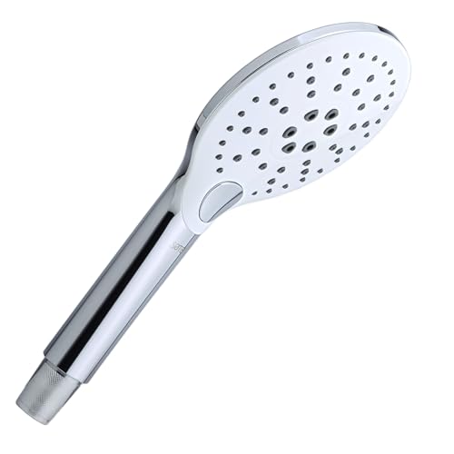 SOTBE | Wassersparender Duschkopf mit 3 Funktionen - Handbrause Dusche, Anti-Calc-System, hoher Druck auch bei geringem Wasserdruck, Ø118 mm, glänzendes Chrom, leicht & langlebig - LARK WHITE SOTBE | Wassersparender Duschkopf mit 3 Funktionen - Handbrause Dusche, Anti-Calc-System, hoher Druck auch bei geringem Wasserdruck, Ø118 mm, glänzendes Chrom, leicht & langlebig - LARK WHITE von SOTBE