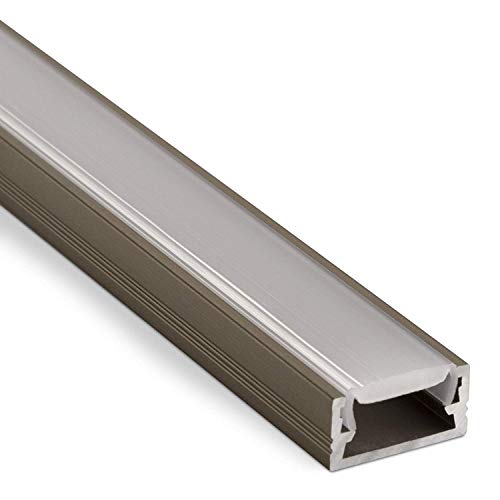 10 Stück LED Profil-11 Edelstahloptik 2000 x 14 x 7 mm mit opalfarbiger Abdeckung für LED Streifen Aluprofil Aufbauprofil von SO-TECH® von SOTECH