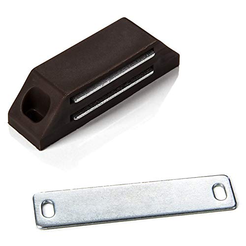 10 Stück SO-TECH® Magnet-Schnäpper Türmagnet Magnetverschluss mit starrer Halteplatte mit starrer Halteplatte | Haftkraft 5-6 kg | braun von SOTECH
