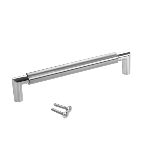 10 x SO-TECH® Möbelgriff Schrankgriff E9 echt Edelstahl BA 160 mm/Ø 16 mm mit verchromten Sockeln/Design trifft auf Funktion von SOTECH