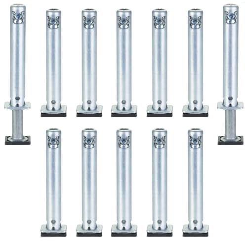 12 x SOTECH Sockel-Höhenversteller (Höhe 70 mm Durchmesser Ø 12 mm Bohrtiefe 80 mm Tragkraft 300 kg) verstellbar +25 mm mit Bodengleiter zum Einbohren in Wangen und Schrankseiten von SOTECH