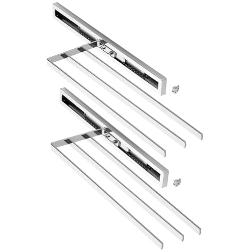 2 Stück SO-TECH® Handtuchauszug Elegance Chrom 3-armig 415 mm eingeschoben, 715 mm ausgezogen Handtuchhalter Handtuchstange von SOTECH