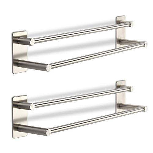 2 x Hakenleiste TALIDA Edelstahl selbstklebend mit 3M Klebepad (Länge: 435 mm/Stangen-Ø 12 mm) inkl. 3 S-Haken für Küche und Bad Wandhaken von SO-TECH® von SOTECH