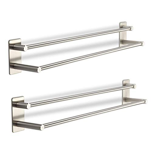 2 x Hakenleiste TALIDA Edelstahl selbstklebend mit 3M klebepad (Länge: 585 mm/Stangen-Ø 12 mm) inkl. 3 S-Haken für Küche und Bad Handtuchhalter von SO-TECH® von SOTECH