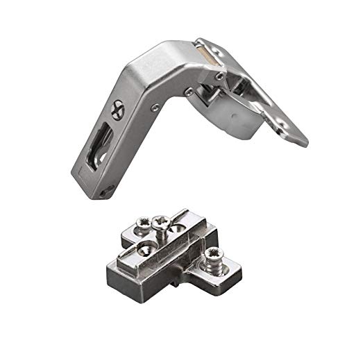 2 x Salice Stollenscharnier Serie 700 mit Dämpfungssystem im Topf 110° Bohrbild T45 inkl. Kreuz-Montageplatte Höhe 9 mm mit Euroschrauben und Langlochverstellung Möbelscharnier von SO-TECH® von SOTECH